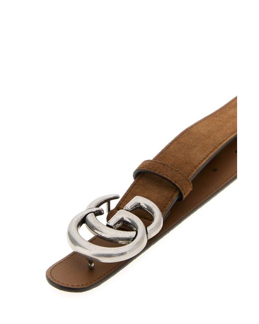 Cintura in pelle scamosciata cammello di Gucci in White da Uomo