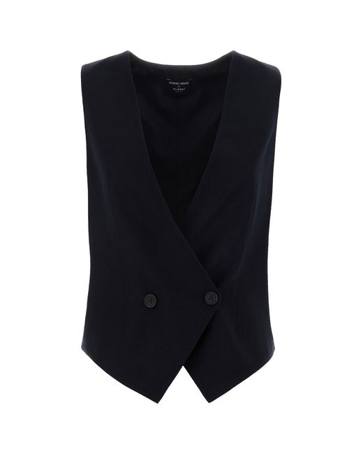 GIORGIO ARMANI X ALANUI Black Midnight Blue Wool Vest