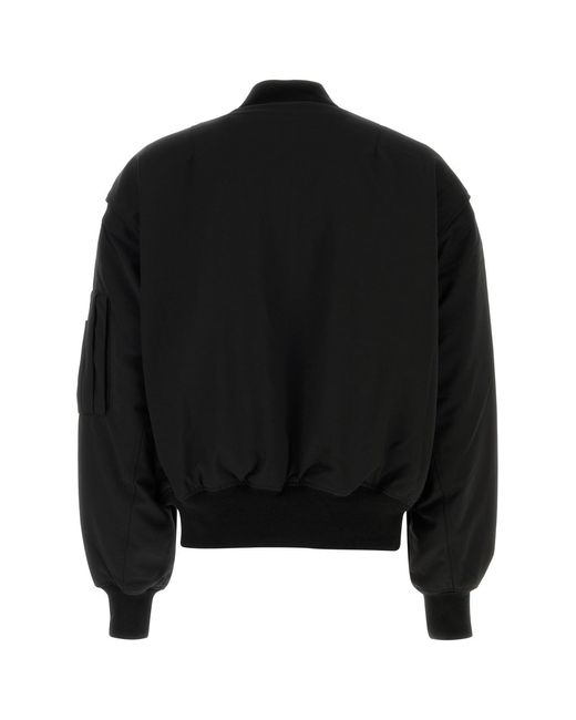 Entire studios Black Stretch Polyester Blend Bomber Jacket
