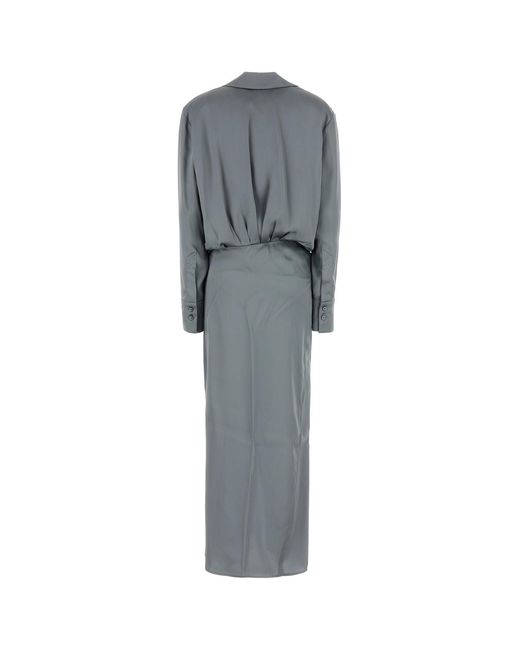 The Attico Gray Dark Satin Dress