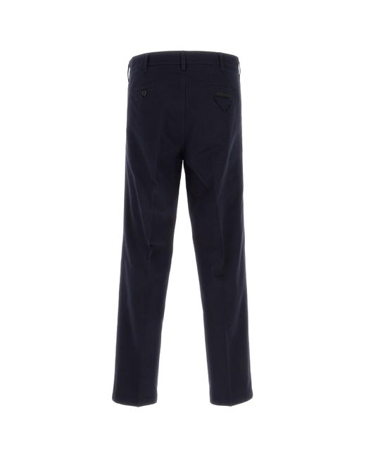 Pantalone chino in cotone blu scuro di Prada in Blue da Uomo