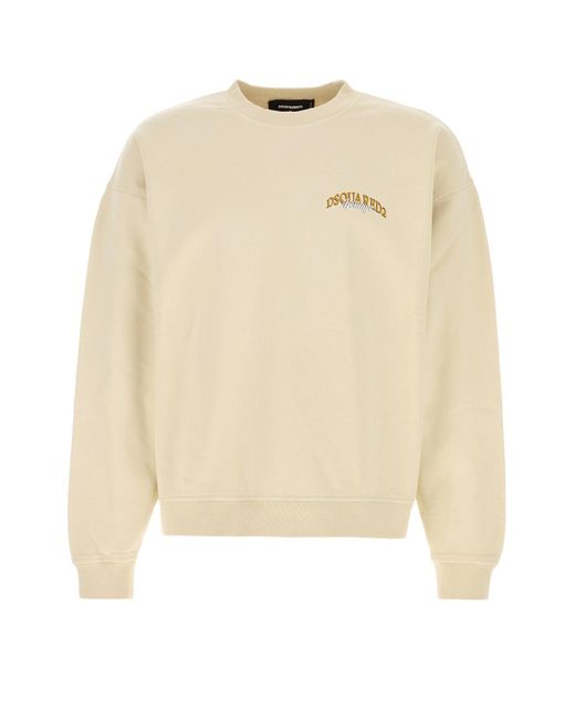 Felpa in cotone beige di DSquared² in Natural da Uomo