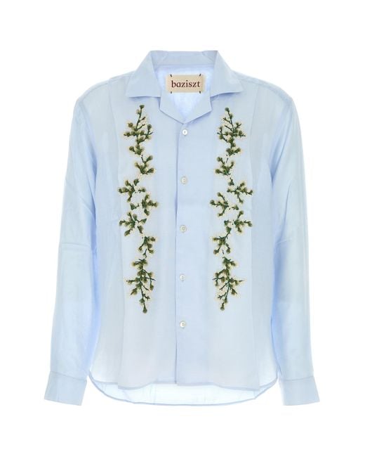 BAZISZT Pastel Light Blue Cotton Tinees Shirt for men