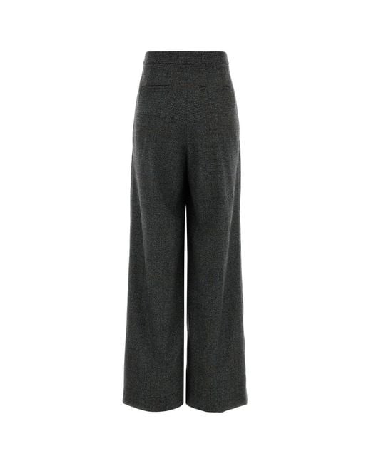 PT Torino Black Embroidered Wool Blend Wide-leg Pant