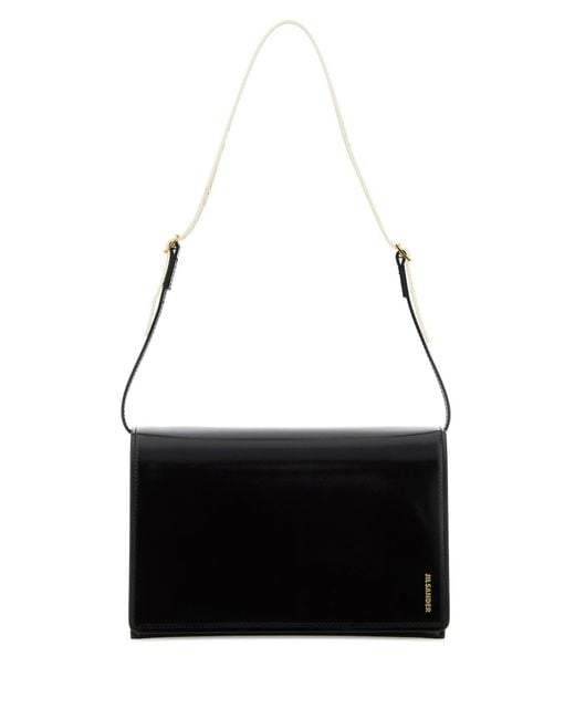 Jil Sander Black Leather Small File Shoulder Bag