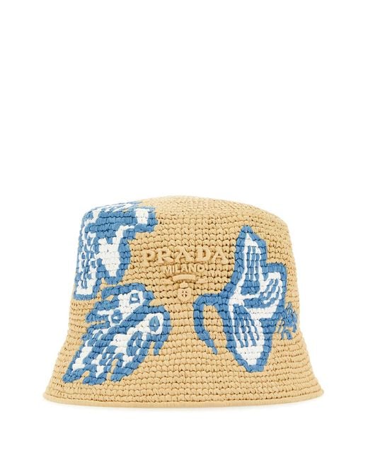Cappello da pescatore in rafia di Prada in Natural