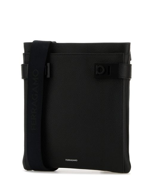 Borsa a tracolla in pelle nera di Ferragamo in Black da Uomo