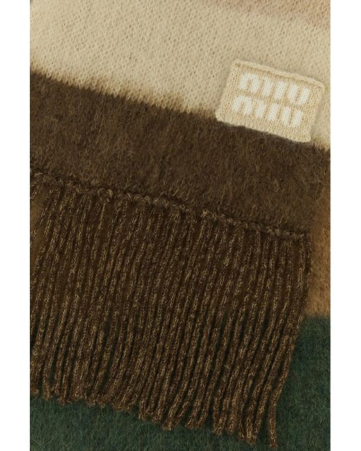 Sciarpa in misto mohair ricamato di Miu Miu in Green