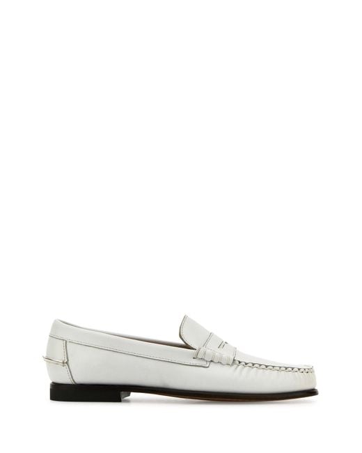 Sebago White Leather Danielle Pop Loafers
