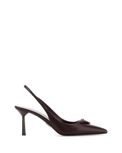 Scarpe con tacco in pelle bordeaux di Prada in Multicolor