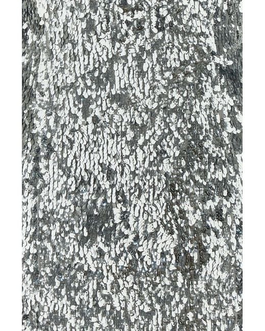Balmain Gray Silver Sequins Mini Dress
