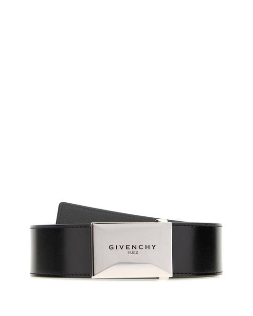 Givenchy White Black Leather Plaque Belt for men
