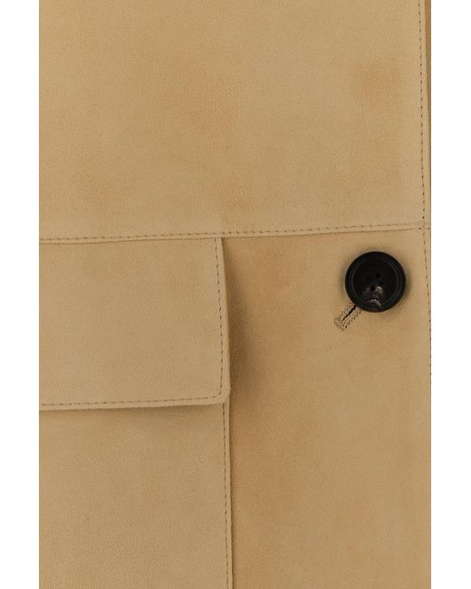 Ferragamo Natural Beige Suede Coat