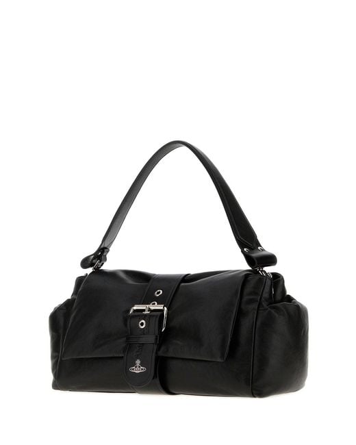 Vivienne Westwood Black Leather Hazel Xl Shoulder Bag