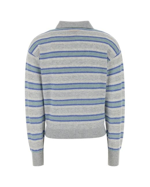 Guest In Residence Blue Embroidered Cashmere Collegiate Polo Shirt