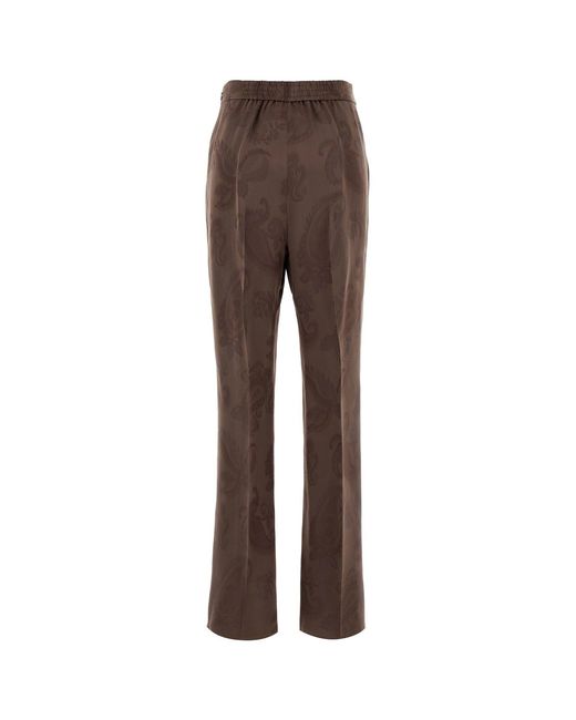 Etro Brown Embroidered Jacquard Pant