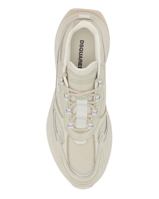 DSquared² White Dsquared Chalk Mesh And Leather Sprinter Sneakers for men