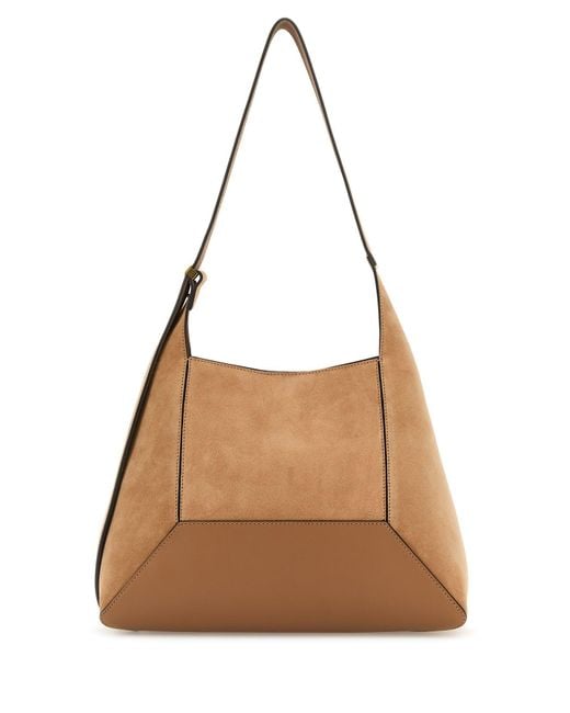 Jimmy Choo Brown Camel Suede Medium Diamond Shoulder Bag