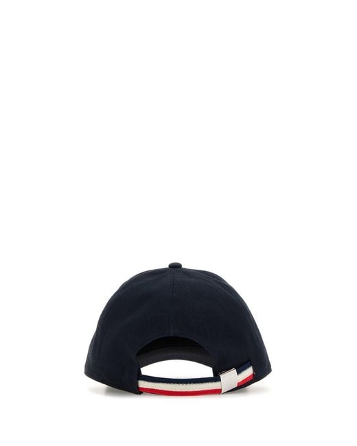 Moncler Blue Dark Cotton Baseball Cap for men