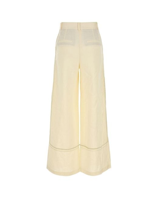 Camilla & Marc White Cream Linen Blend Fortuna Wide-leg Pant
