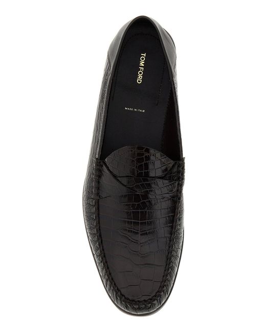 Tom Ford Black Dark Leather Loafers for men