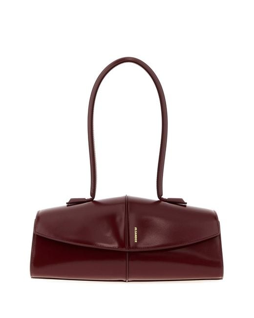 Jil Sander Purple Tiziano Red Leather Linea Shoulder Bag