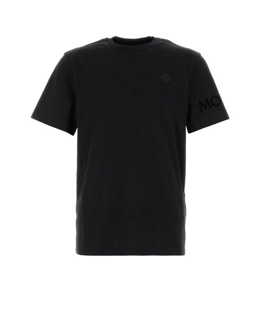 T-shirt in cotone nero di Moncler in Black da Uomo