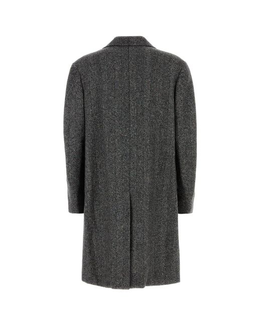 Givenchy Black Embroidered Wool Blend Coat for men