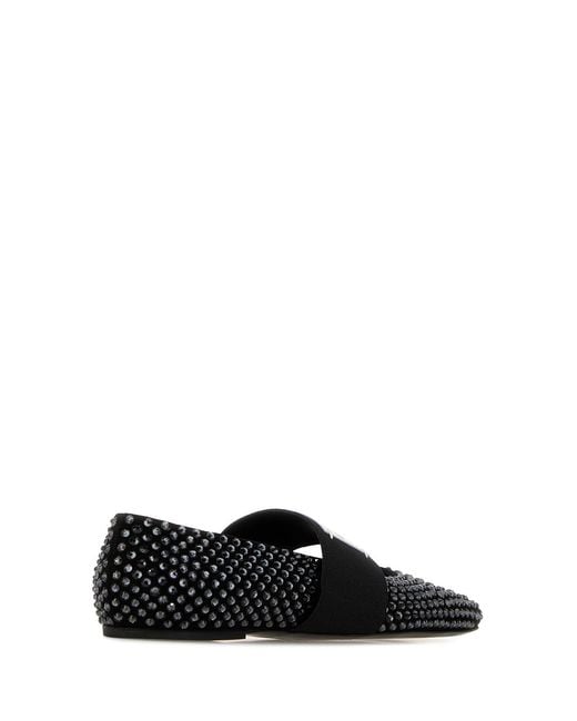 Givenchy Black Embellished Suede Square Ballerinas