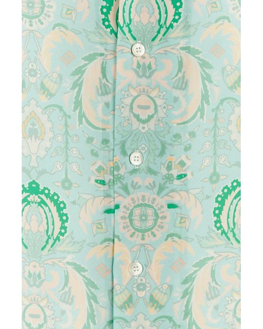 Pantamolle Green Printed Satin Pergamen Faket Shirt for men