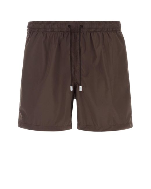 Fedeli Gray Brown Polyester Swimming Shorts for men