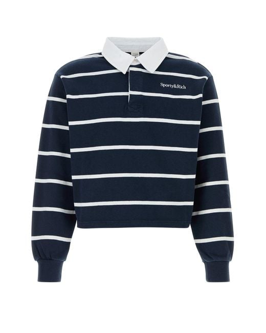 Sporty & Rich Blue Embroidered Shirt Collar Polo for men