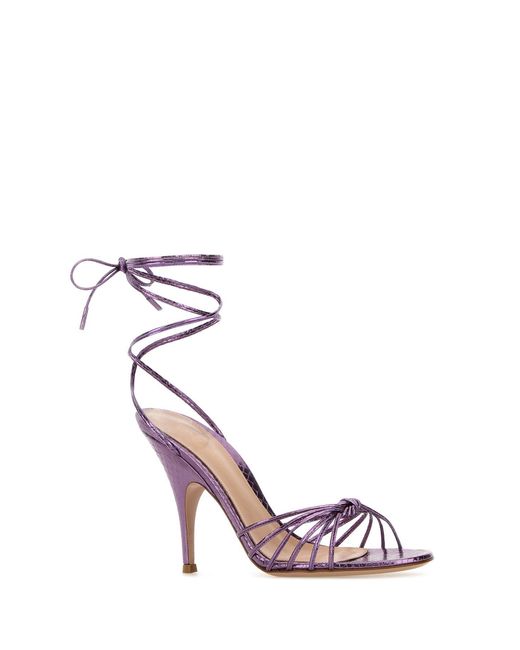 Gianvito Rossi Pink Purple Leather Malè Sandals