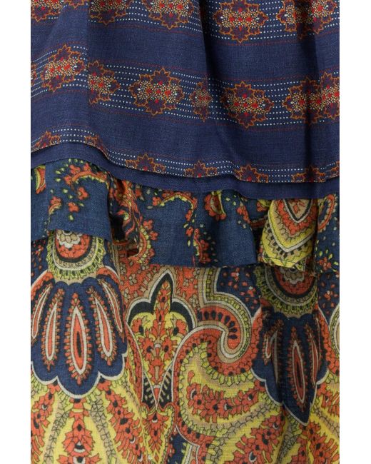 Valentino Garavani Blue Printed Linen Skirt