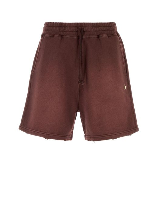 Golden Goose Deluxe Brand Red Burgundy Cotton Bermuda Shorts for men