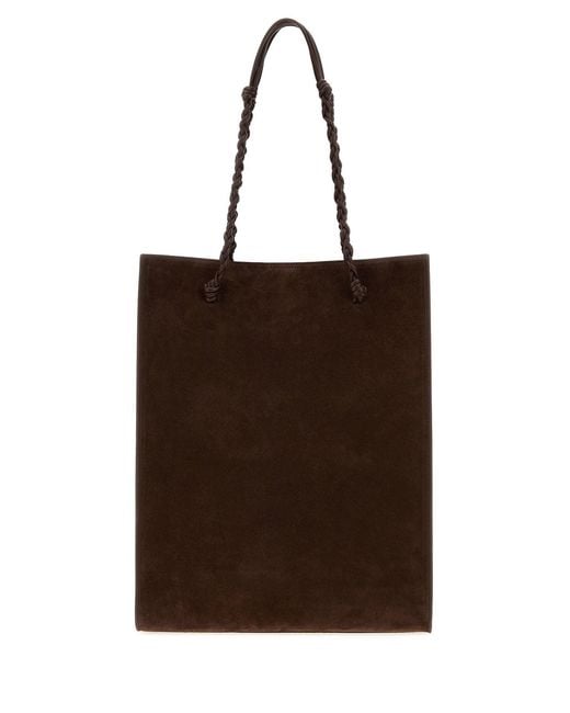 Jil Sander Brown Chocolate Suede Tangle Shopping Bag