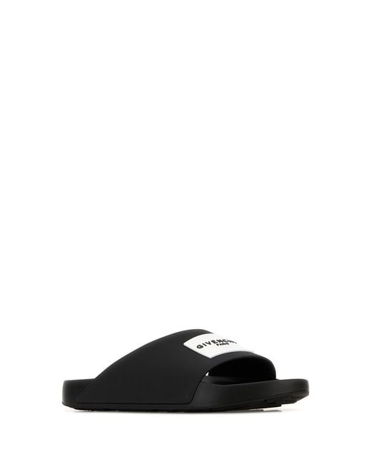 Givenchy Black Rubber Label Slippers for men