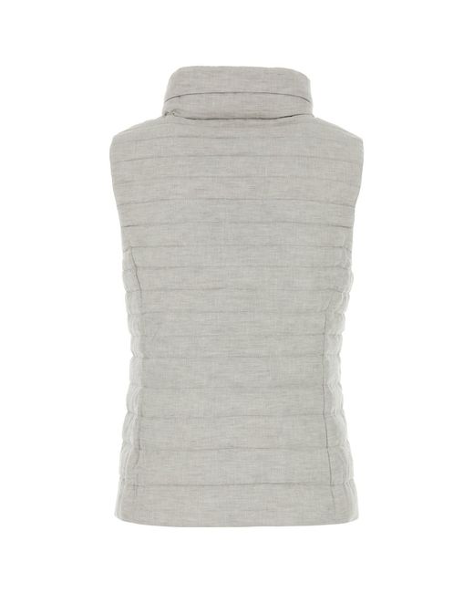 Moorer Gray Light Grey Linen Sleeveless Villan Down Jacket