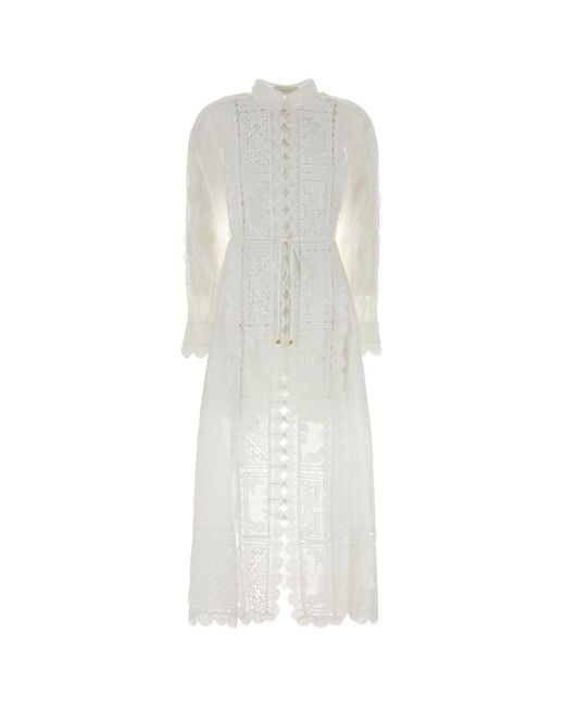 Zimmermann White Ramie Aster Dress