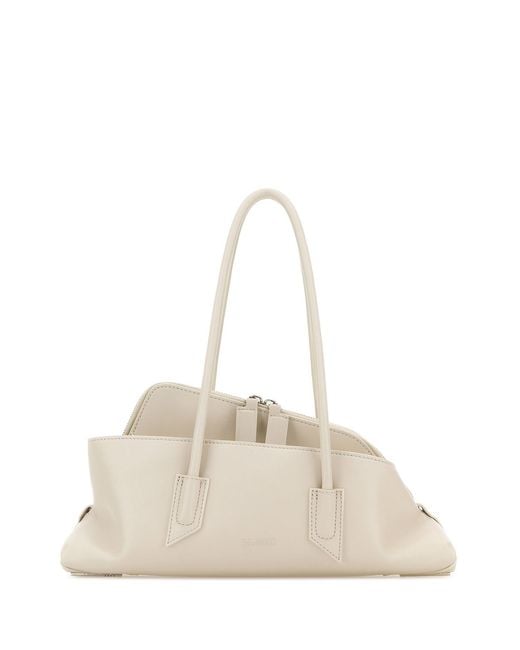 The Attico Natural Ivory Leather Small La Passeggiata Shoulder Bag