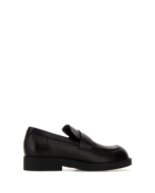 MM6 by Maison Margiela Black Leather Loafers for men
