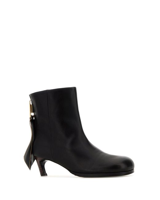 Sacai Black Leather Ankle Boots
