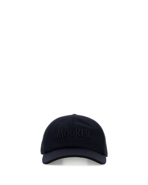 Moorer Navy Blue Wool Baseball Cap for men
