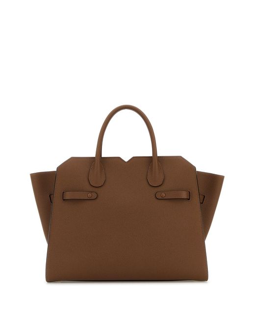 Valextra Brown Caramel Leather Medium Milano Shopping Bag
