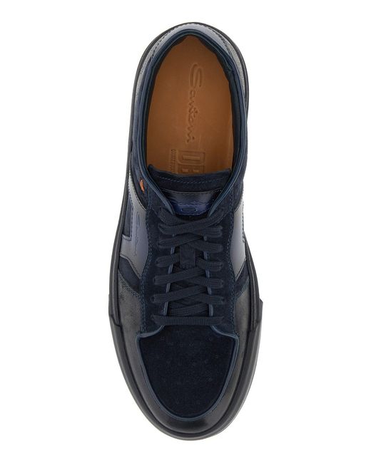Santoni Black Lace Up Sneakers for men