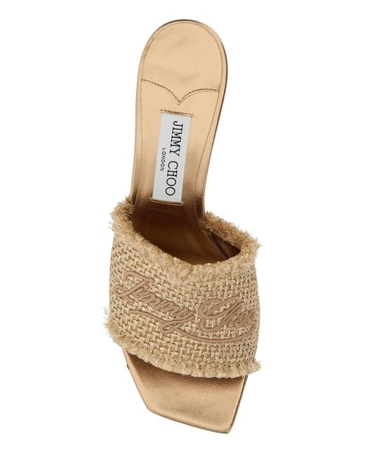 Jimmy Choo Multicolor Gold Fabric Alexia 70 Mules