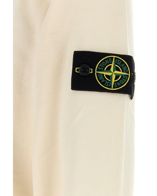 Stone Island White Ivory Wool Sweater for men