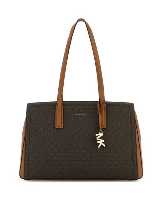 Borsa shopping Laila media in tela stampata di MICHAEL Michael Kors in Black