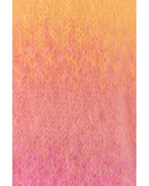 Rose Carmine Pink Multicolor Mohair Blend Sweater