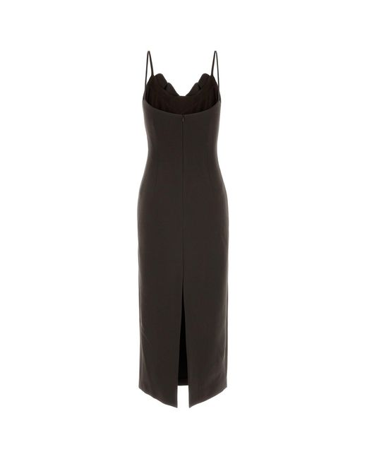Magda Butrym Black Chocolate Stretch Wool Dress